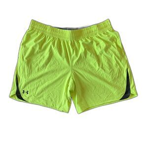 Under Armour Men's 2XL Neon Green Athletic Shorts Gym Training Loose Fit